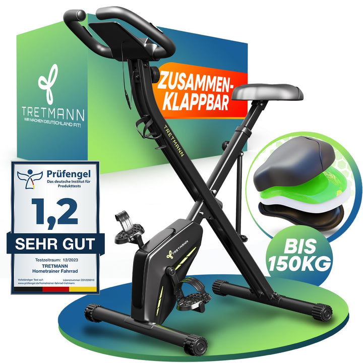 Neu Tretmann Hometrainer fahrrad Klappbar Set-extra bequem & leise- [RelaxFoam] bis 150KG Belastbar