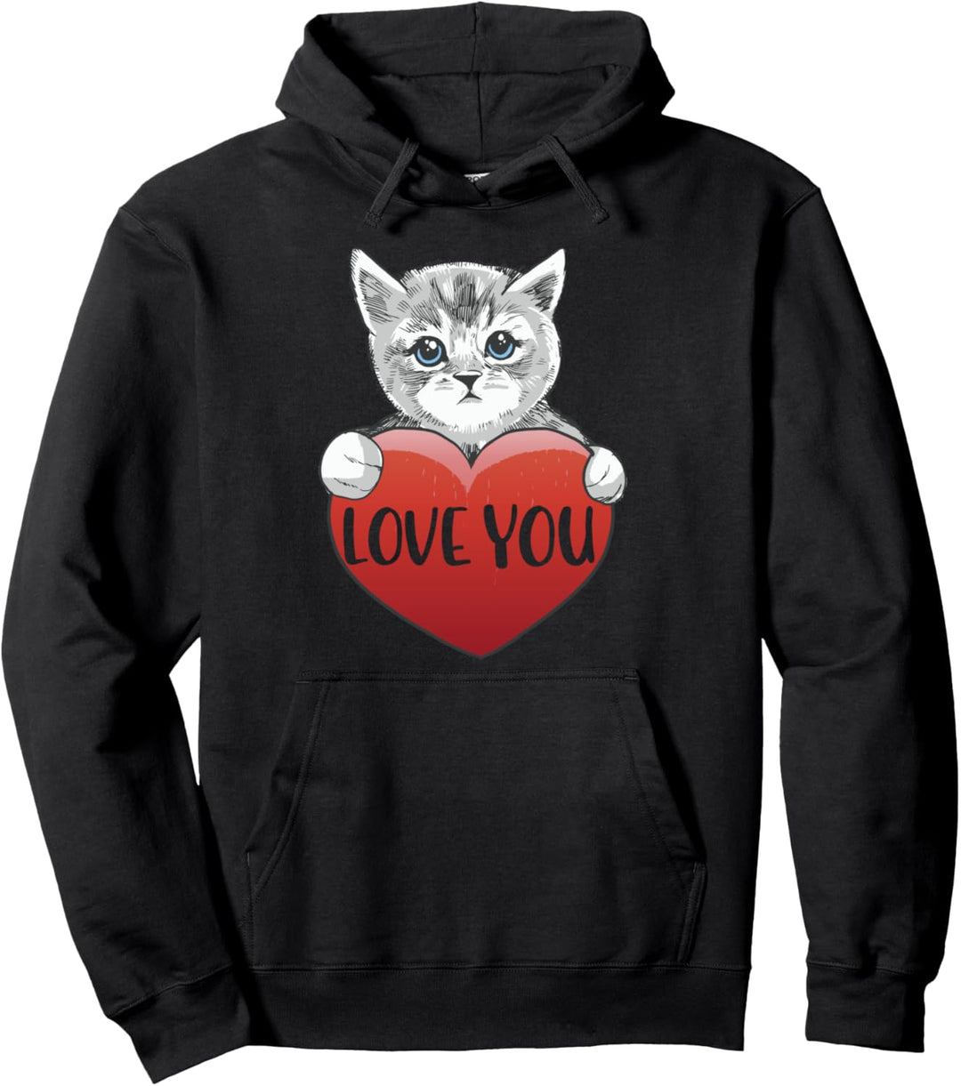 Love you. süsse Katze mit Herz. Schlaf Pullover Hoodie