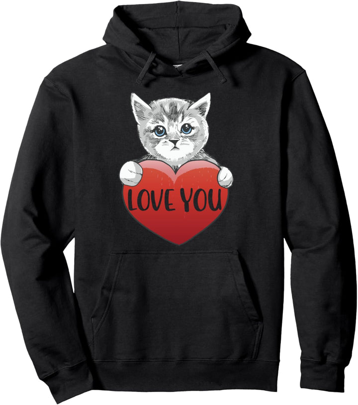 Love you. süsse Katze mit Herz. Schlaf Pullover Hoodie