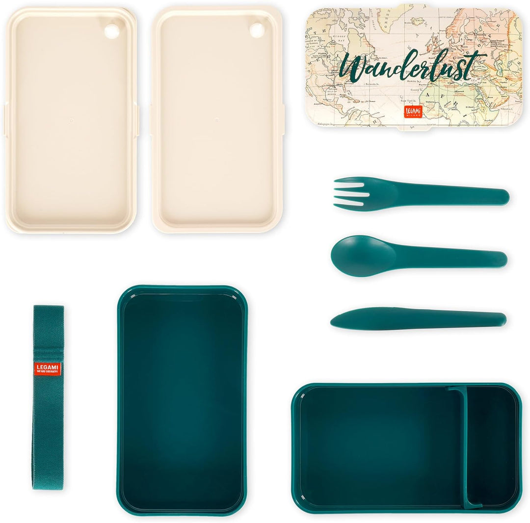 Legami - Lunchbox mit 3 Besteckn, Travel, Lunchbox, Fassungsvermögen 1200 ml, auslaufsicher, mikrowe