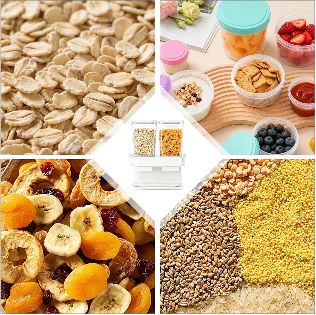 Müslispender 2er Pack, Doppelter 3-Liter Cornflakes Behälter, Cornflakes Spender für Trockenlebensmi