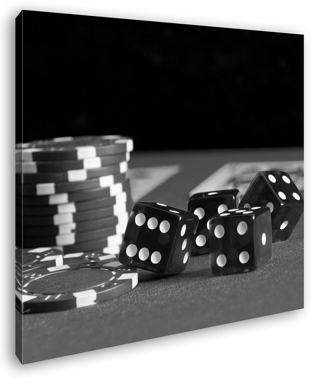deyoli Glücksspiel Würfel und Poker Chips Format: 70x70 Effekt: Schwarz&amp;Weiss als Leinwandbild, Moti