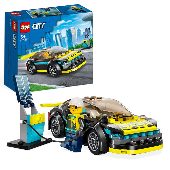LEGO 60383 City Elektro-Sportwagen Set, Rennwagen mit Minifigur, Spielzeugauto für Jungen und Mädche