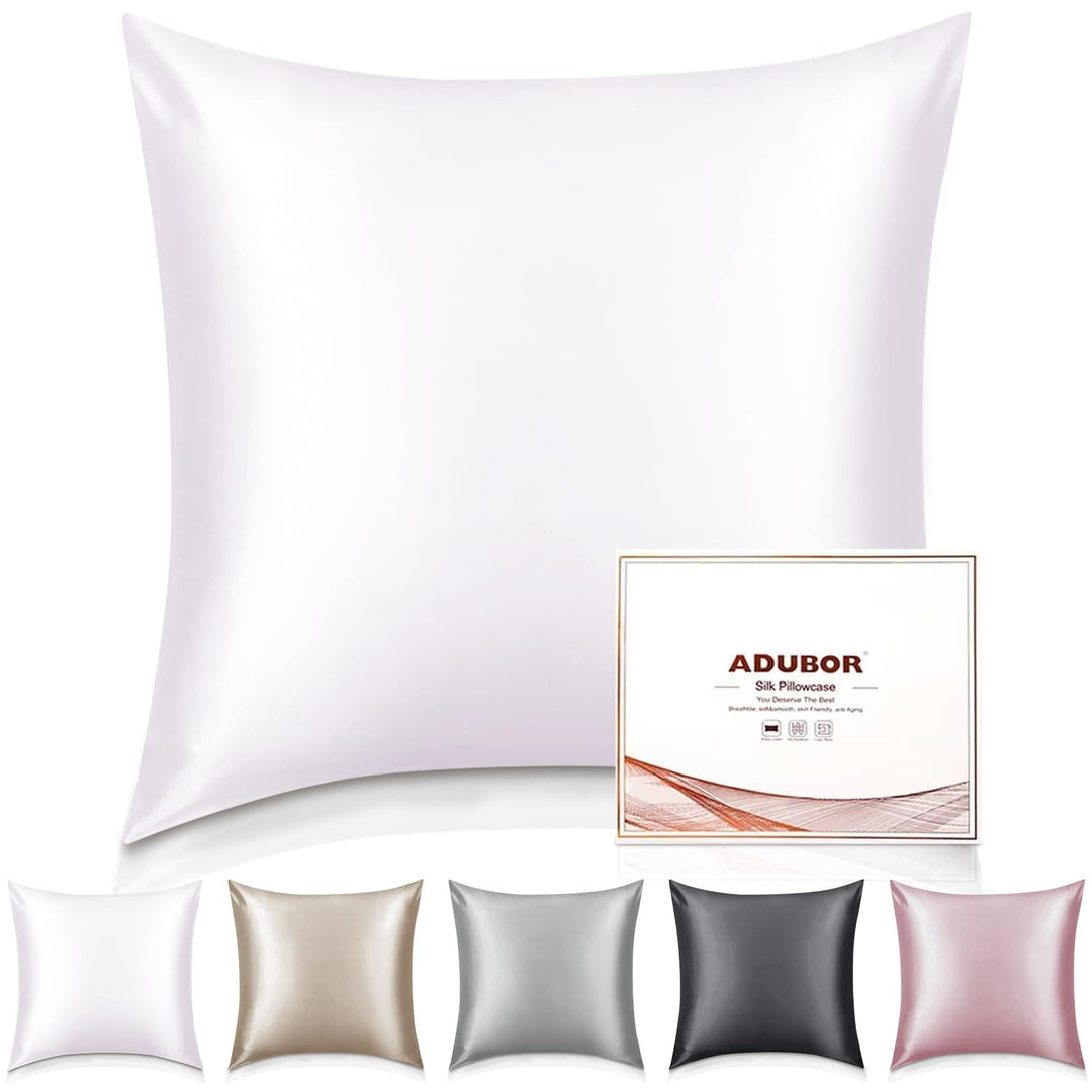 Adubor 100% Seidenkissenbezug 80x80cm für Haar und Haut, mit verstecktem Reissverschluss, beide Seit