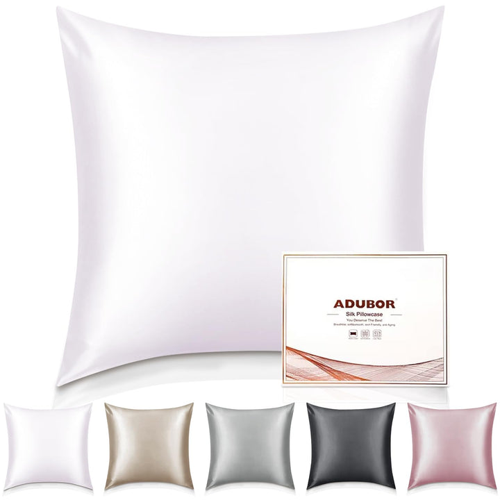 Adubor 100% Seidenkissenbezug 80x80cm für Haar und Haut, mit verstecktem Reissverschluss, beide Seit