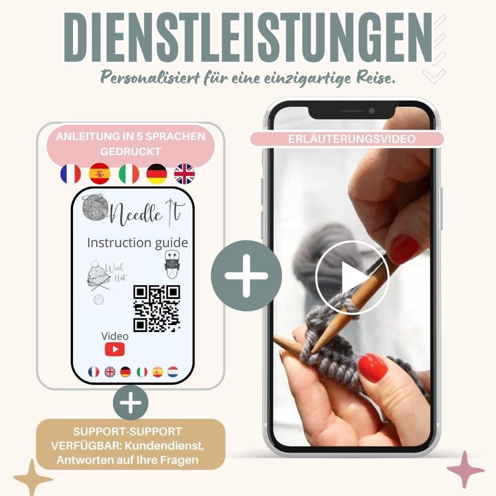 Needle It® Strickset Mütze komplett grau - Wollmütze zum Selberstricken für Kinder und Erwachsene -