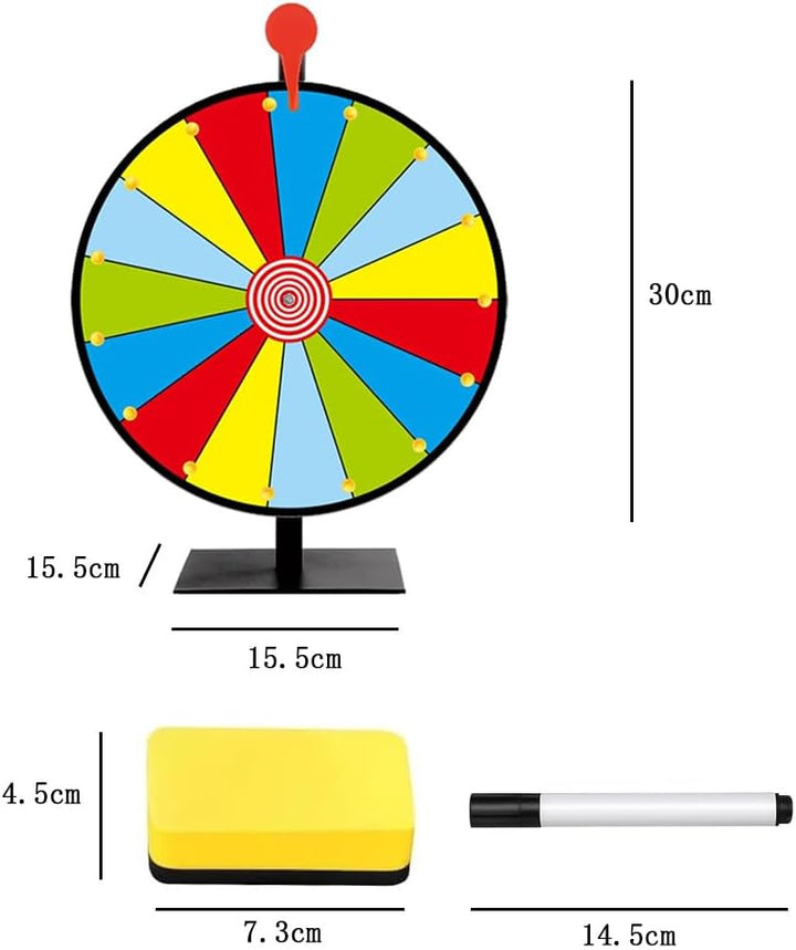 30cm Glücksrad Zum Drehen, Glücksrad mit Markierstift, 15 Slots
