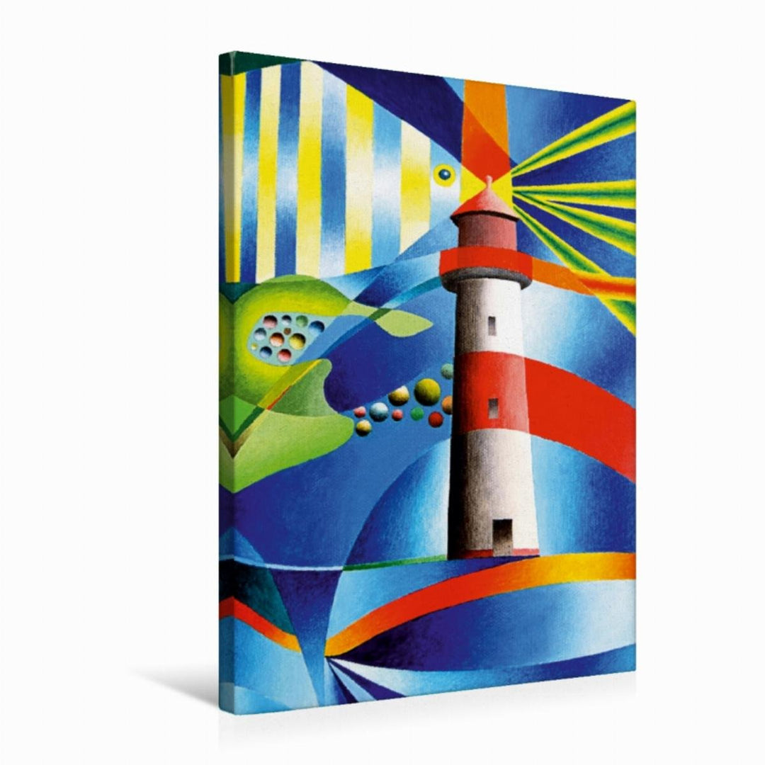 Premium Textil-Leinwand 50 x 75 cm Hoch-Format Leuchtturm List Ost, Sylt | Wandbild, HD-Bild auf Kei