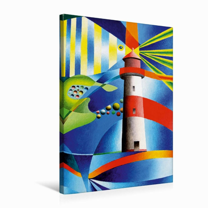 Premium Textil-Leinwand 50 x 75 cm Hoch-Format Leuchtturm List Ost, Sylt | Wandbild, HD-Bild auf Kei
