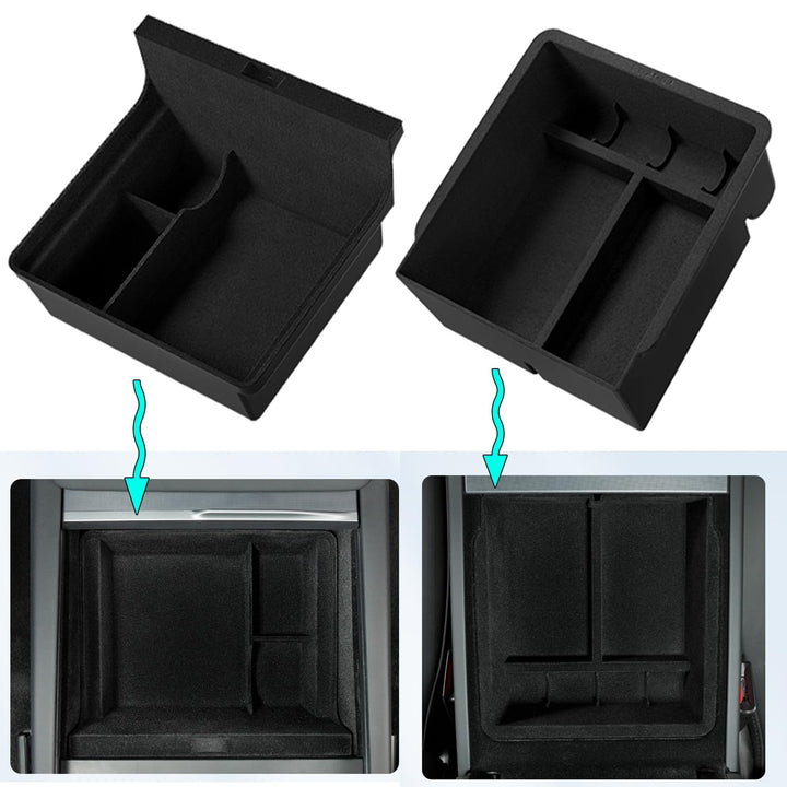 MIEBA 2 Pack Zubehör für Tesla Model 3 Highland 2024 Mittelkonsole Organizer-Ablage, für Tesla Model