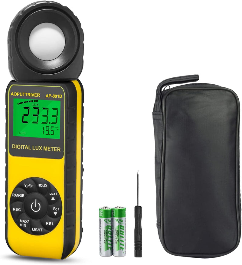 AOPUTTRIVER Digital Luxmeter, Belichtungsmesser, Tragbare Photometer AP-881D Lichtmesser mit Bereich