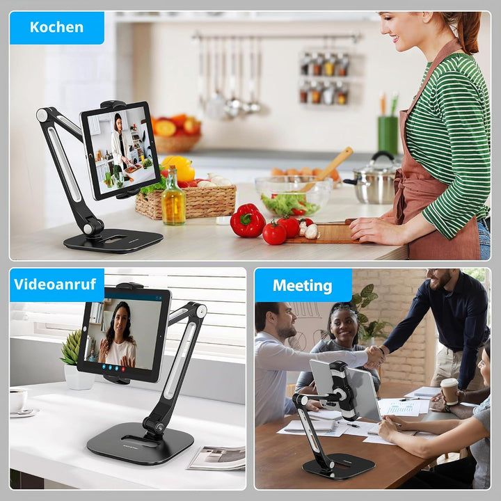 AboveTEK Tablet Ständer Höhenverstellbar Tablet Halterung Tisch, iPad Ständer Schwarz für iPad Mini