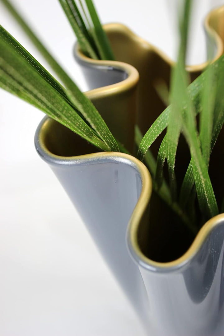 SIGNATURE HOME COLLECTION Glasvase Gold grau Blumenvase mundgeblasen 21 x 21 x 30 cm, CO-17-RG-LM 21
