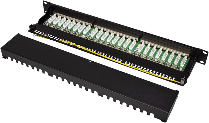 LogiLink Professional PrimeLine Cat.6A (500 MHz) Patchpanel schwarz, 19", STP (geschirmt) 24-Port (R