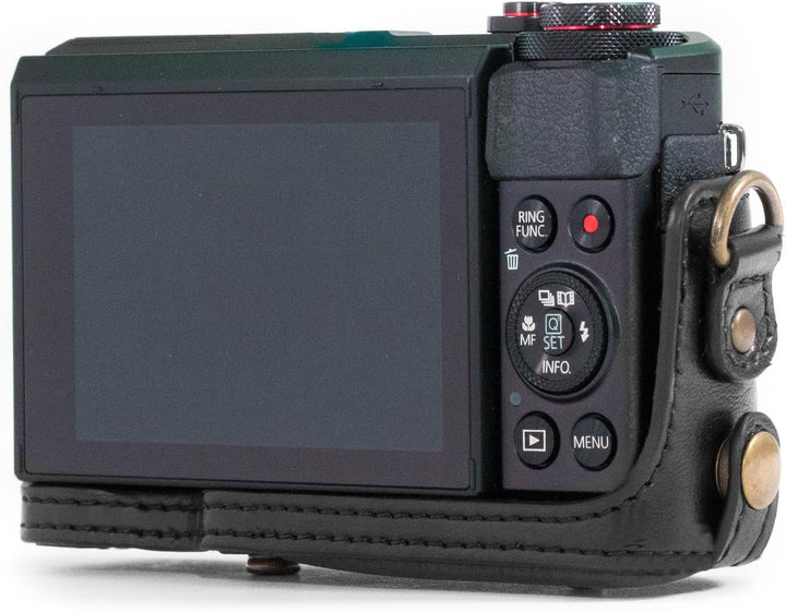 MegaGear Leder Kameratasche für Canon PowerShot G7X Kamera (Schwarz), Schwarz