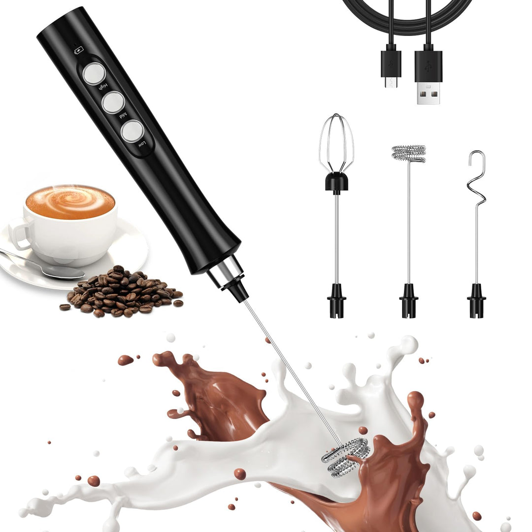 FITNATE Milchaufschäumer Handgerät, Wiederaufladbarer elektrischer Milchaufschäumer Getränkemixer 3