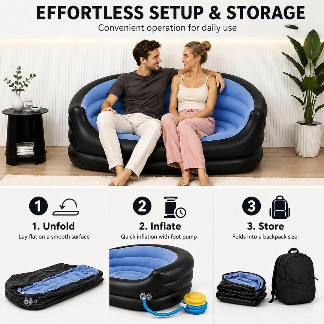 2-Sitzer Aufblasbares Sofa, Aufblasbarer Sessel Indoor &amp; Outdoor | Aufblasbare Couch für Erwachsene,