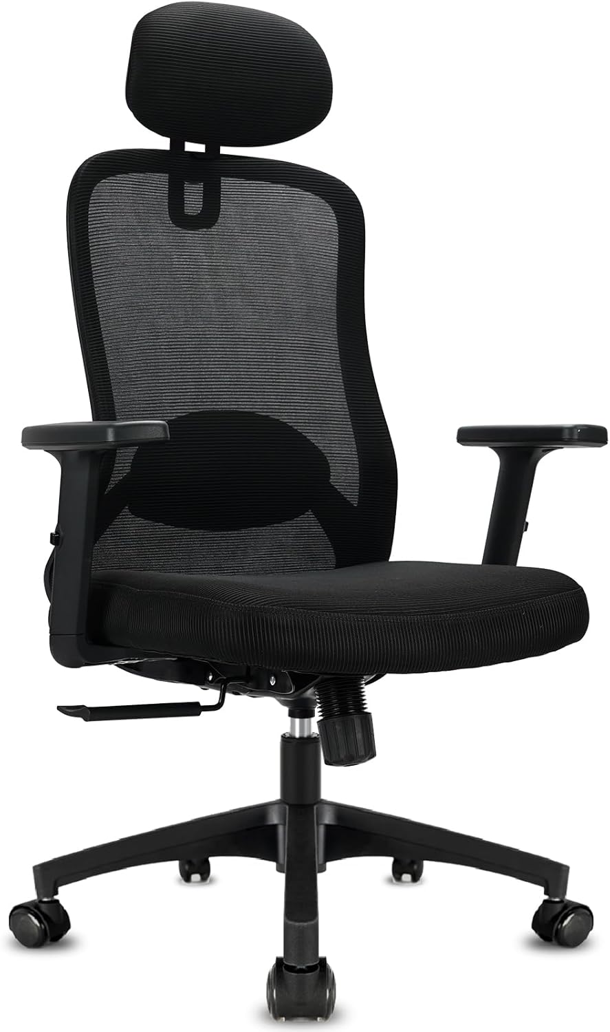 Milacyee Bürostuhl, Bürostuhl Ergonomisch, Schreibtischstuhl mit Kopfstütze, Armlehnen, Lendenwirbel