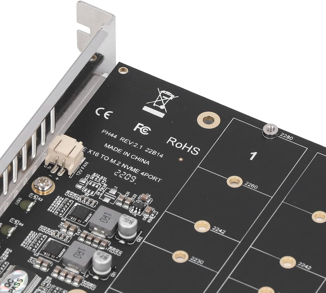 Bewinner 4 Port M.2 NVME SSD auf PCIE X16 Adapter, High Speed 4x32Gbps Soft Raid Card mit Individu