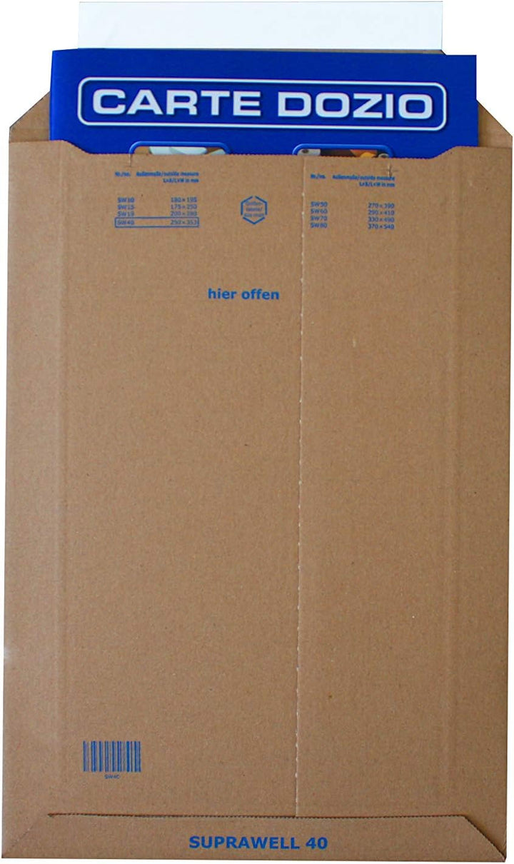 Carte Dozio - Feste Umschläge aus Karton mit kurzer Öffnung für Sendungen - F.to int. mm 250 x 353 –