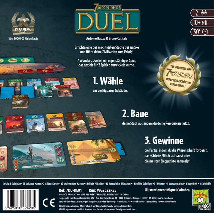 Asmodee 7 Wonders Duel, Grundspiel, Kennerspiel, Strategiespiel, 2 Spieler, ab 10+ Jahren, 30 Minute