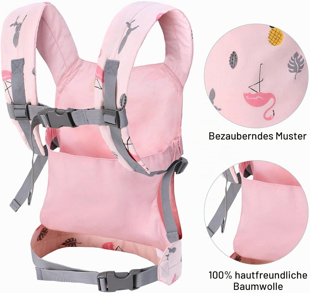 Miracle Baby Babypuppentrage für Kinder, Vorder- und Rückentrage mit verstellbaren Trägern für Mädch