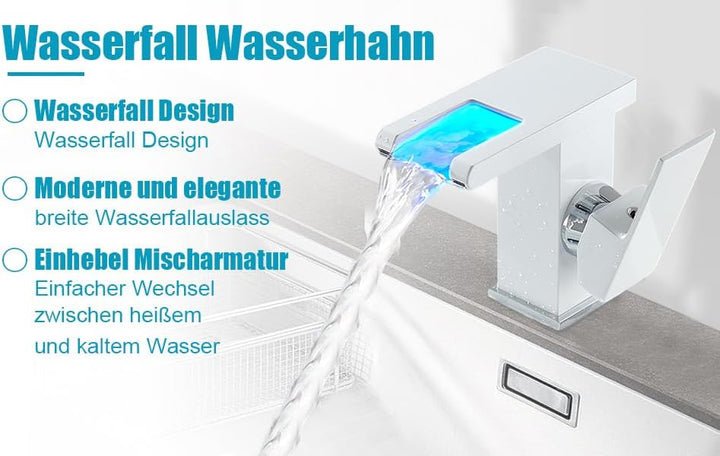 Wasserhahn Bad Waschbecken, Armatur Wasserfall, Kalte Und Heisse Armaturen, Badarmatur Mit 3/8" Heis