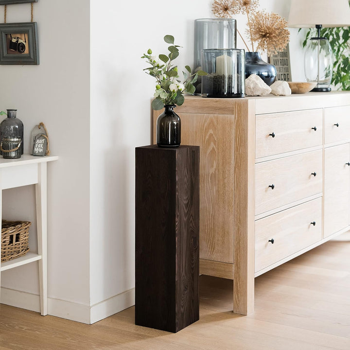 DECORATIVO Holzständer, Holzblock Massiv, Baumstamm Deko - Bodenwindlicht Säule perfekt als Innendek