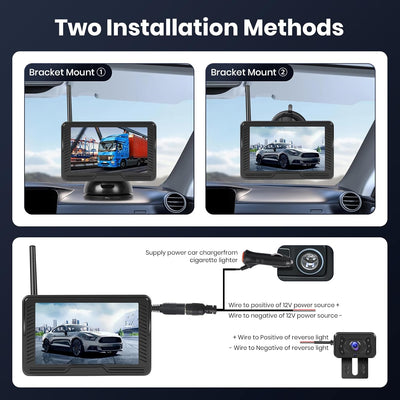 Hodozzy Drahtloses Rückfahrkamera Kit mit 4,3'' IPS Monitor, IP69 wasserdichte Rückfahrkamera, Stabi