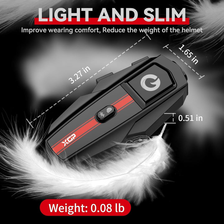 XGP Motorrad Headset Bluetooth V5.2 mit Musik Sharing, 2 Personen Motorradhelm kommunikationssystem