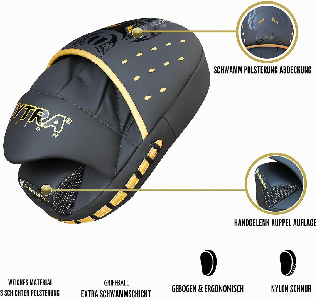 Mytra Fusion Box pratzen - Punch pad MMA Muay Thai handpratzen für Box- und Kampfsporttraining Schwa