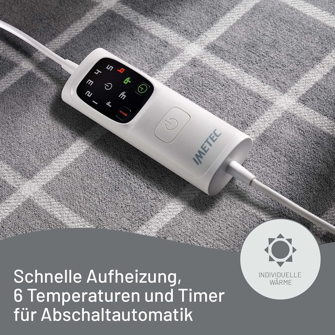 Imetec Adapto Velvet Square Heizdecke, 150x95 cm Wärmedecke, weiches Gewebe, geringer Verbrauch, Ada