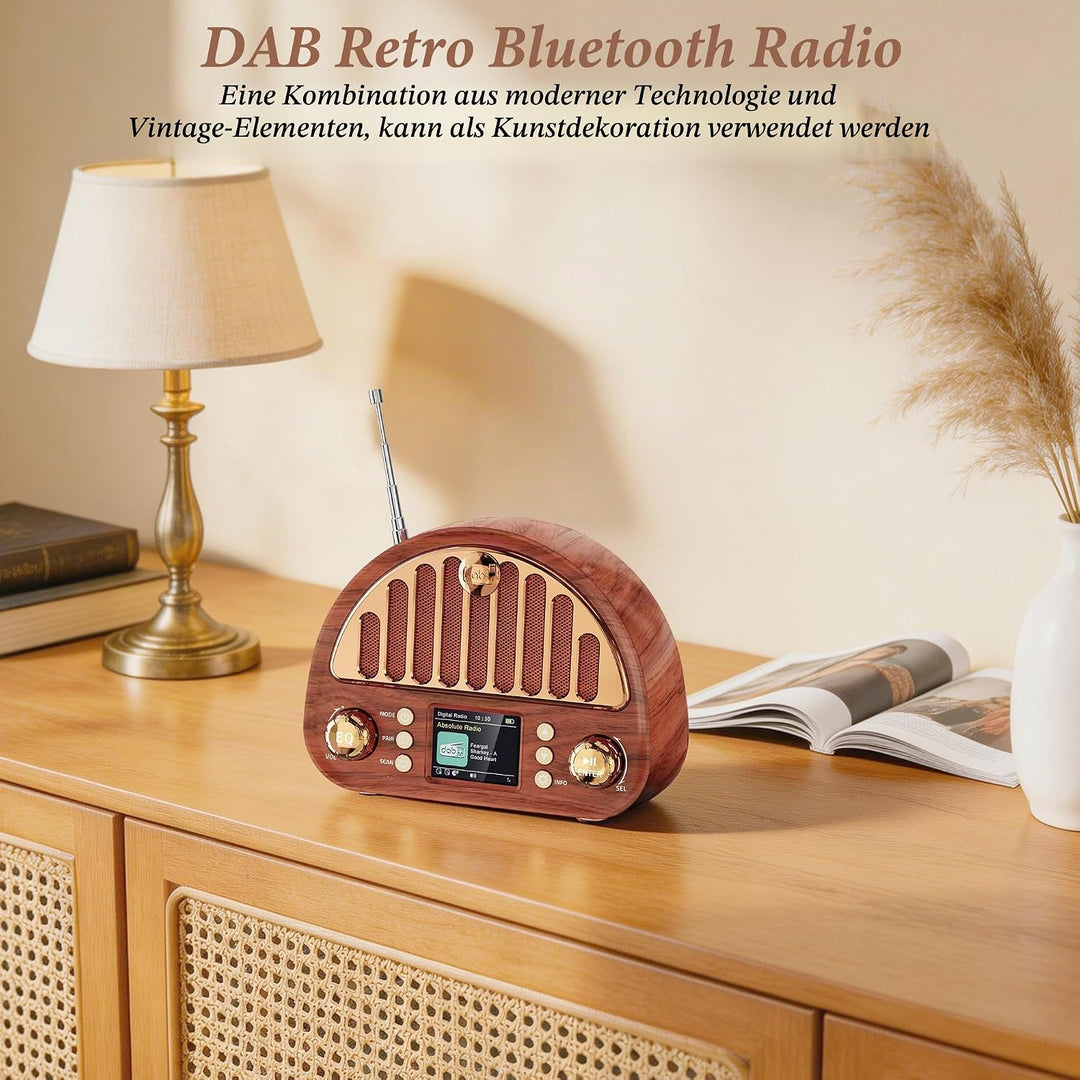 Mesqool Tragbares DAB+/UKW Radio, Retro Radio mit Bluetooth 5.0, Nostalgie Radio Klein mit 3000mAh A