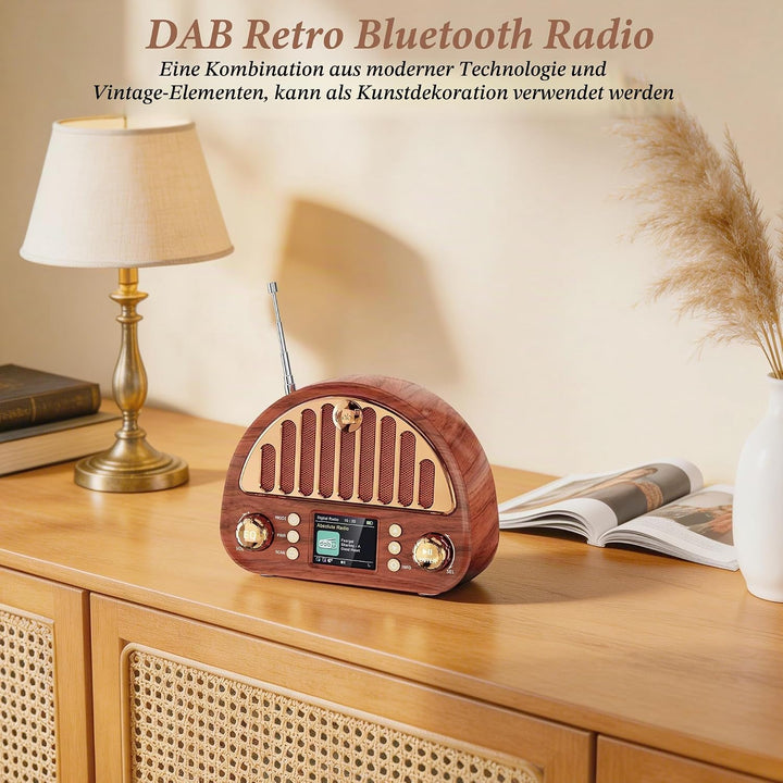 Mesqool Tragbares DAB+/UKW Radio, Retro Radio mit Bluetooth 5.0, Nostalgie Radio Klein mit 3000mAh A