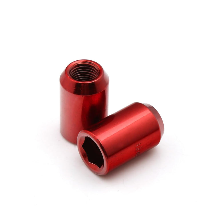 20 Stück Kegel 60° Schmal Sechskantschlüssel Stahl Lug Nuts M12 x 1,5 Radmuttern (Rot), rot