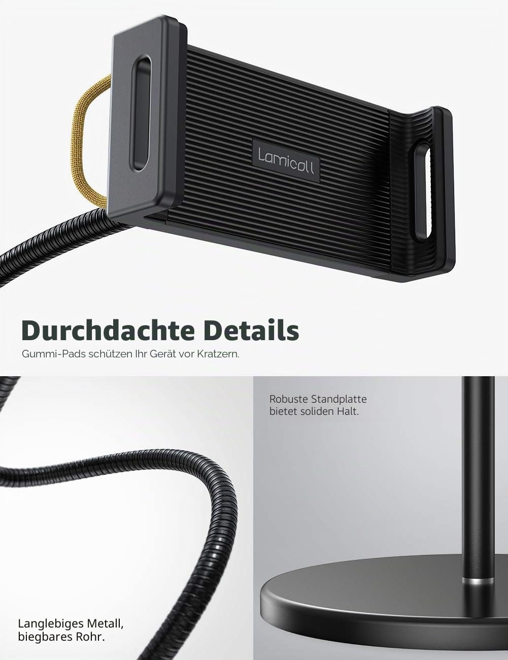 Lamicall Tablet Bodenständer, Tablet Halterung - Schwanenhals Halter mit Einstellbarer Höhe und Stab