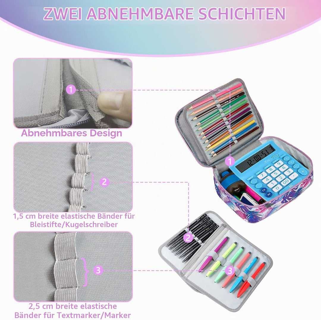VASCHY Grosse Federmäppchen, Multi Fächer Mäppchen Organizer 72 Stück Etui Schule Federmappe Federta
