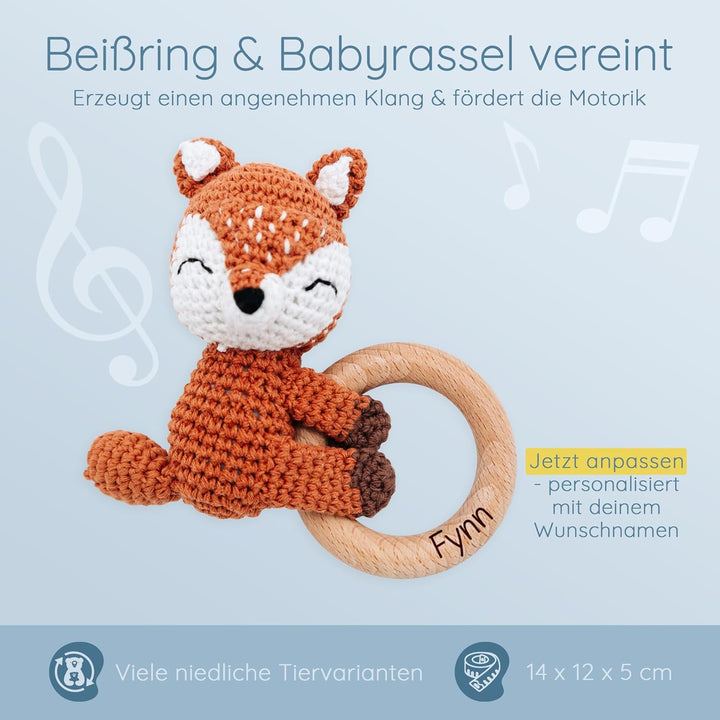 Personalisierter Beissring Baby - Niedlicher Greifling für Baby&