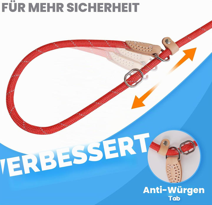 Grand Line Retrieverleine mit Zugstopp, 150 cm Moxonleine Reflektierende Hundeleine, Sicher Dauerhaf