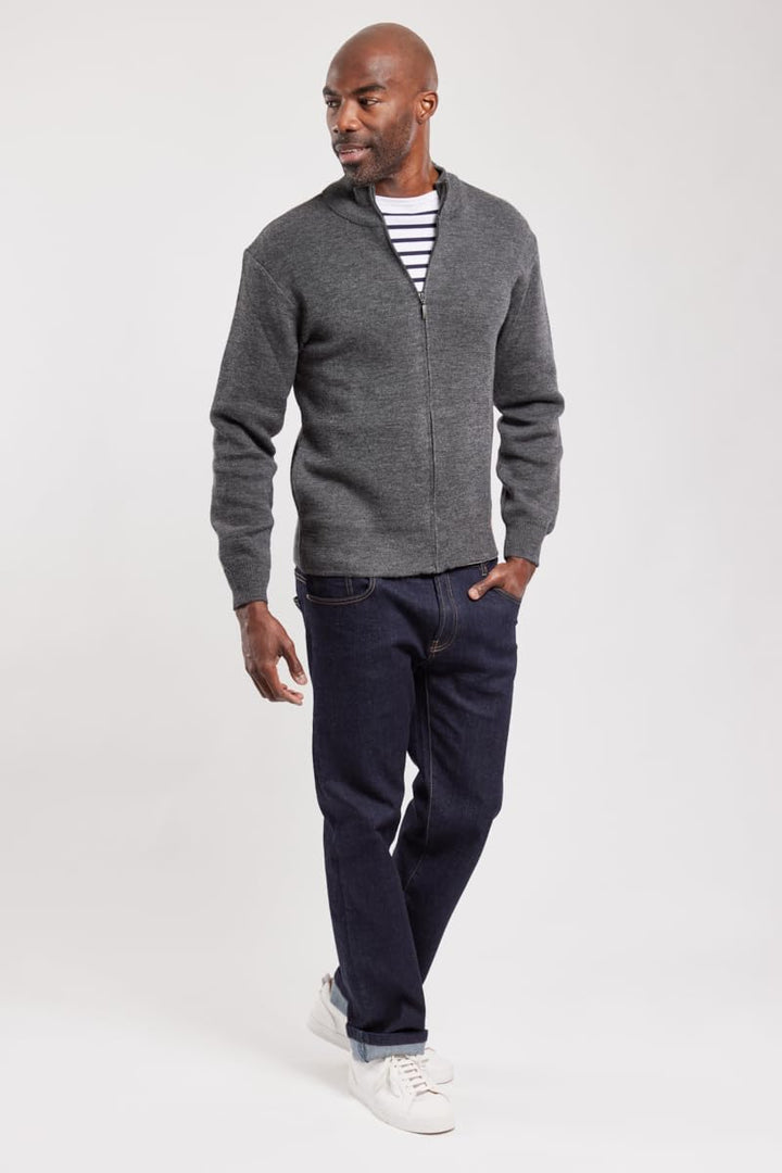 Armor Lux Herren Cardigan mit Reissverschluss Plouescat aus Wolle Strickjacke (1er Pack) S Grau (150