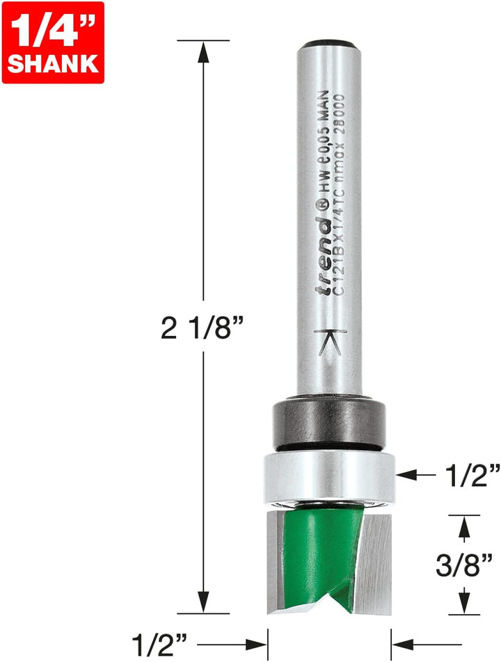 Trend CraftPro Geführter Profilfräser, 1/4-Zoll-Schaft, 9,5 mm Schneiddurchmesser und 12,7 mm Schnit