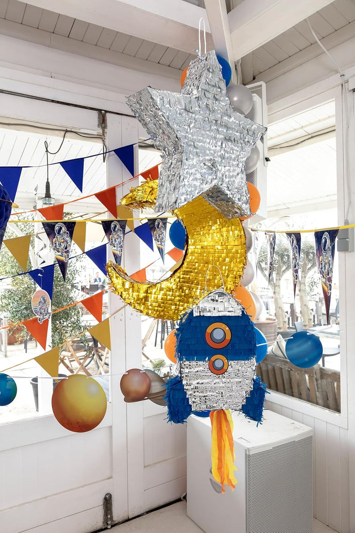 Boland 50514 - Pinata Rakete, 56 x 23 cx 18 cm, Hängedeko, Dekoration für Geburtstag, Mottoparty und
