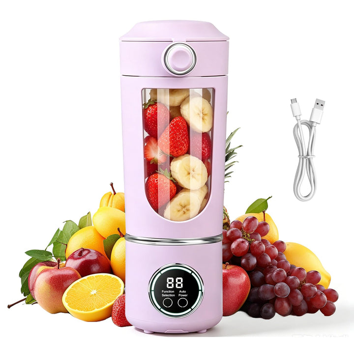 700 ml Tragbarer Mixer, Wiederaufladbarer Kleiner Entsafter, Smoothie Maker mit 12 Rostfreien Klinge