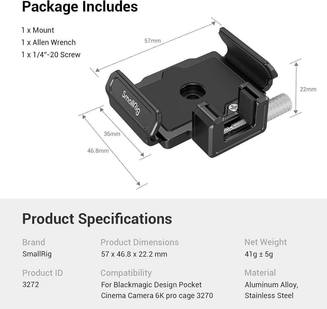 SMALLRIG SSD Halter Halterung nur für T5/T7 SSD Funktioniert für BMPCC 6K PRO Kamera und für BMPCC 6