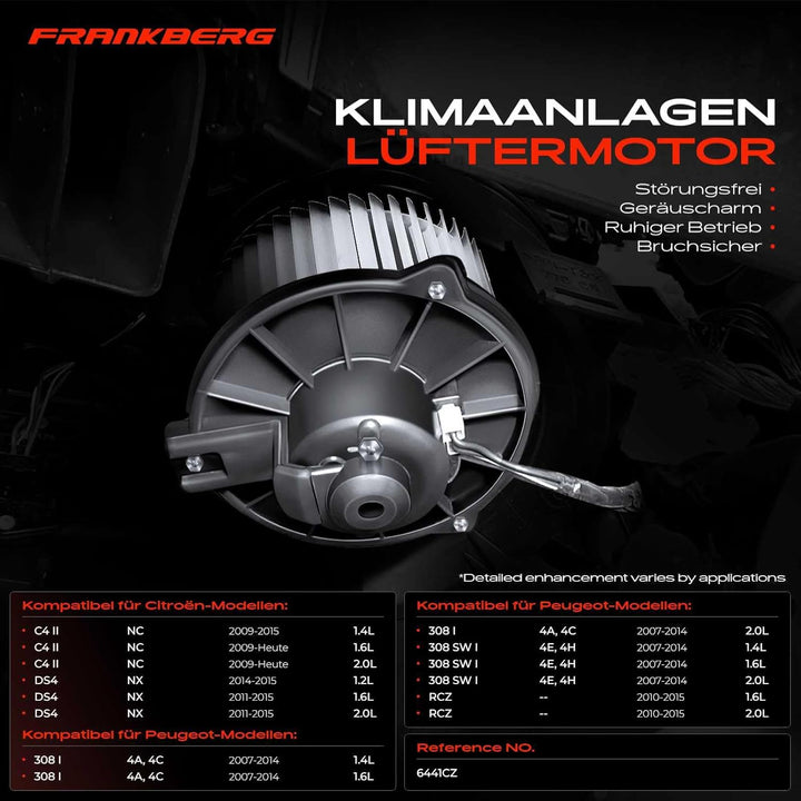 Frankberg Heizungsgebläse Gebläsemotor Kompatibel mit C4 II B7 2009-2020 DS4 RCZ 2010-2015 308 I 4A