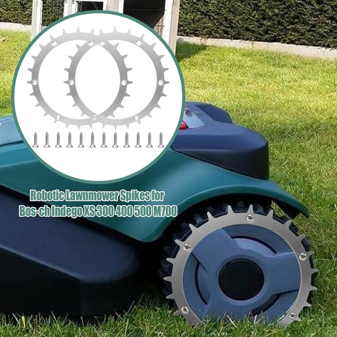 JOJOCY Edelstahl Spikes für Bosch Indego XS300 M700 S500 Mähroboter, 170mm Mähroboter Rad Spikes mit