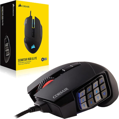 CORSAIR SCIMITAR RGB ELITE Kabelgebundene MOBA/MMO Gaming-Maus - 18.000 DPI - 17 programmierbare Tas