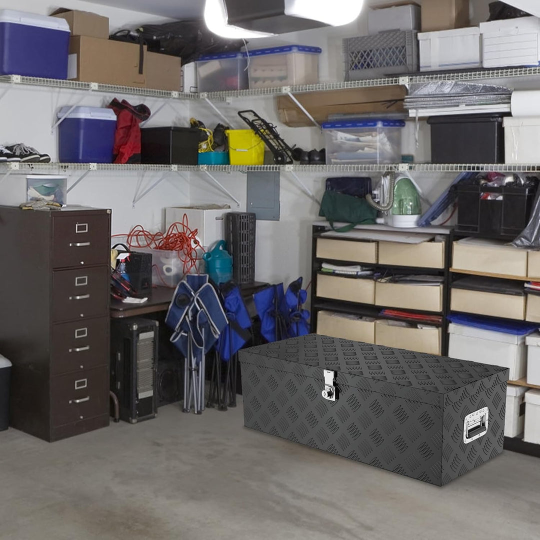 XMTECH 60L Aluminium Transportbox Aufbewahrungsbox Aluminiumkoffer Aluminiumbox Truckbox, Silber Lag