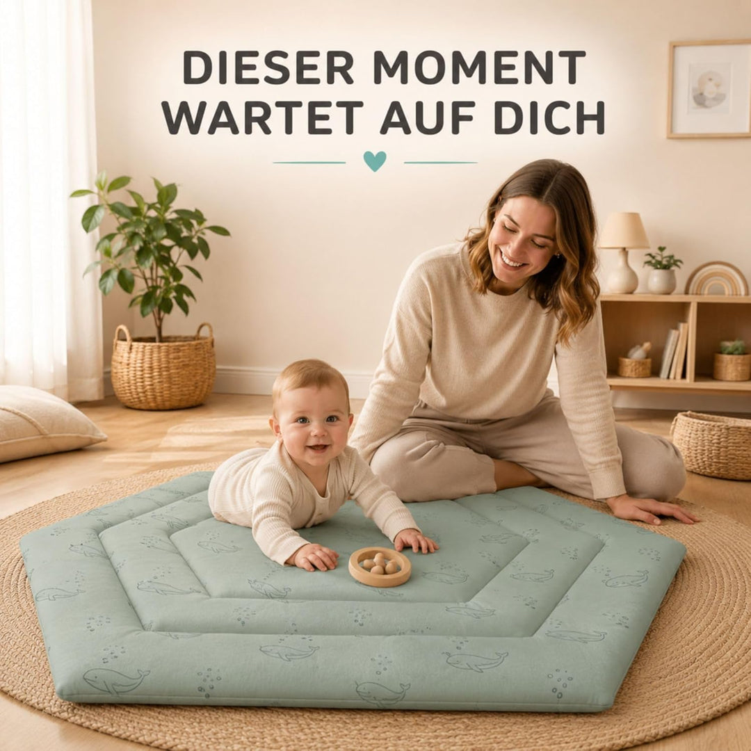 Fillikid Einlage Laufstall 6-eckig Exklusiv | Krabbeldecke Laufgitter 124 cm | Schutzeinlage Laufgit