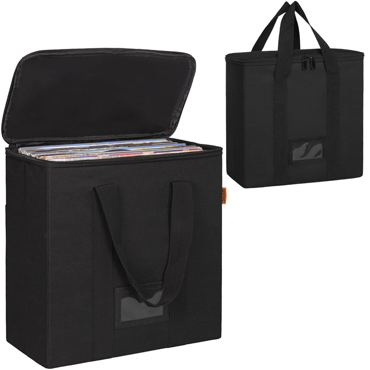 Vinyl-Schallplatten-Aufbewahrungsbox mit Reissverschlüsse, Klappbare Plattenkoffer für LP-Schallplat